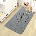 OLANLY Dog Door Mat for Muddy Paws 44x24, Paw Print Design Chenille Mud Mat