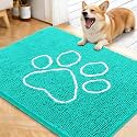 OLANLY Dog Door Mat for Muddy Paws 40x32, Paw Print Design Chenille Mud Mat