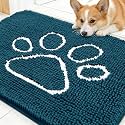 OLANLY Dog Door Mat for Muddy Paws 30x20, Paw Print Design Chenille Mud Mat