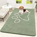 OLANLY Dog Door Mat for Muddy Paws 70x46, Paw Print Design Chenille Mud Mat