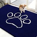 OLANLY Dog Door Mat for Muddy Paws 48x30, Paw Print Design Chenille Mud Mat