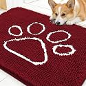 OLANLY Dog Door Mat for Muddy Paws 30x20, Paw Print Design Chenille Mud Mat