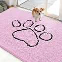 OLANLY Dog Door Mat for Muddy Paws 48x30, Paw Print Design Chenille Mud Mat