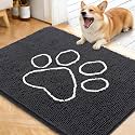 OLANLY Dog Door Mat for Muddy Paws 40x32, Paw Print Design Chenille Mud Mat