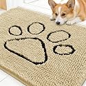 OLANLY Dog Door Mat for Muddy Paws 30x20, Paw Print Design Chenille Mud Mat