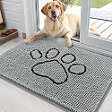 OLANLY Dog Door Mat for Muddy Paws 36x24, Paw Print Design Chenille Mud Mat