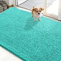 OLANLY Dog Door Mat for Muddy Paws 48x30, Super Absorbent Chenille Mud Mat