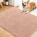 OLANLY Dog Door Mat for Muddy Paws 40x32, Super Absorbent Chenille Mud Mat