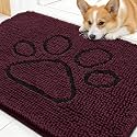 OLANLY Dog Door Mat for Muddy Paws 30x20, Paw Print Design Chenille Mud Mat