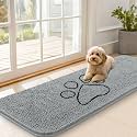 OLANLY Dog Door Mat for Muddy Paws 59x20, Paw Print Design Chenille Mud Mat