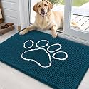 OLANLY Dog Door Mat for Muddy Paws 35x24, Paw Print Design Chenille Mud Mat