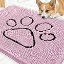 OLANLY Dog Door Mat for Muddy Paws 30x20, Paw Print Design Chenille Mud Mat