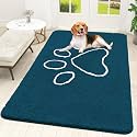 OLANLY Dog Door Mat for Muddy Paws 59x35, Paw Print Design Chenille Mud Mat
