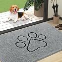 OLANLY Dog Door Mat for Muddy Paws 47x32, Paw Print Design Chenille Mud Mat
