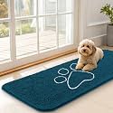 OLANLY Dog Door Mat for Muddy Paws 47x17, Paw Print Design Chenille Mud Mat