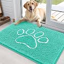 OLANLY Dog Door Mat for Muddy Paws 36x24, Paw Print Design Chenille Mud Mat