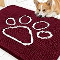 OLANLY Dog Door Mat for Muddy Paws 30x20, Paw Print Design Chenille Mud Mat