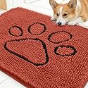 OLANLY Dog Door Mat for Muddy Paws 30x20, Paw Print Design Chenille Mud Mat