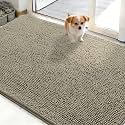 OLANLY Dog Door Mat for Muddy Paws 50x30, Super Absorbent Chenille Mud Mat
