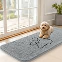 OLANLY Dog Door Mat for Muddy Paws 47x20, Paw Print Design Chenille Mud Mat