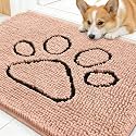 OLANLY Dog Door Mat for Muddy Paws 30x20, Paw Print Design Chenille Mud Mat