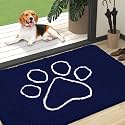 OLANLY Dog Door Mat for Muddy Paws 47x32, Paw Print Design Chenille Mud Mat