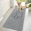 OLANLY Dog Door Mat for Muddy Paws 70x35, Paw Print Design Chenille Mud Mat