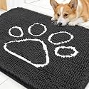 OLANLY Dog Door Mat for Muddy Paws 30x20, Paw Print Design Chenille Mud Mat