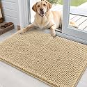 OLANLY Dog Door Mat for Muddy Paws 35x24, Super Absorbent Chenille Mud Mat