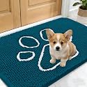 OLANLY Dog Door Mat for Muddy Paws 24x16, Paw Print Design Chenille Mud Mat