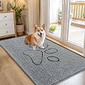 OLANLY Dog Door Mat for Muddy Paws 54x32, Paw Print Design Chenille Mud Mat