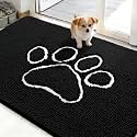 OLANLY Dog Door Mat for Muddy Paws 48x30, Paw Print Design Chenille Mud Mat