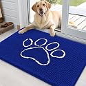 OLANLY Dog Door Mat for Muddy Paws 36x24, Paw Print Design Chenille Mud Mat