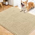OLANLY Dog Door Mat for Muddy Paws 40x32, Super Absorbent Chenille Mud Mat