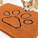 OLANLY Dog Door Mat for Muddy Paws 30x20, Paw Print Design Chenille Mud Mat