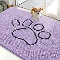 OLANLY Dog Door Mat for Muddy Paws 48x30, Paw Print Design Chenille Mud Mat