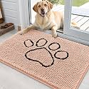 OLANLY Dog Door Mat for Muddy Paws 36x24, Paw Print Design Chenille Mud Mat