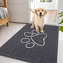 OLANLY Dog Door Mat for Muddy Paws 44x32, Paw Print Design Chenille Mud Mat