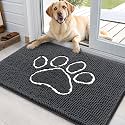 OLANLY Dog Door Mat for Muddy Paws 36x24, Paw Print Design Chenille Mud Mat