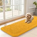OLANLY Dog Door Mat for Muddy Paws 47x17, Super Absorbent Chenille Mud Mat