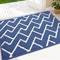 OLANLY Front Door Mat 32x20, Low-Profile Easy Clean Doormat, Navy