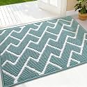OLANLY Front Door Mat 32x20, Low-Profile Easy Clean Doormat, Sage Green