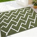 OLANLY Front Door Mat 32x20, Low-Profile Easy Clean Doormat, Green