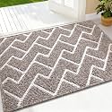 OLANLY Front Door Mat 32x20, Low-Profile Easy Clean Doormat, Khaki