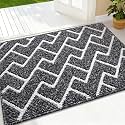 OLANLY Front Door Mat 32x20, Low-Profile Easy Clean Doormat, Black