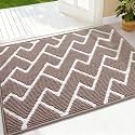 OLANLY Front Door Mat 36x24, Low-Profile Easy Clean Doormat, Brown