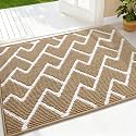 OLANLY Front Door Mat 36x24, Low-Profile Easy Clean Doormat, Beige