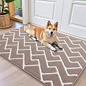 OLANLY Front Door Mat 40x32, Low-Profile Easy Clean Doormat, Brown