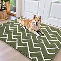 OLANLY Front Door Mat 40x32, Low-Profile Easy Clean Doormat, Green
