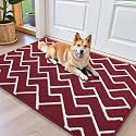OLANLY Front Door Mat 40x32, Low-Profile Easy Clean Doormat, Burgundy